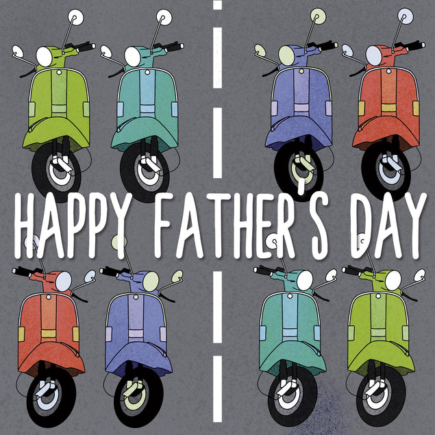 Colorful Lambretta Scooters Happy Father's Day Confetti-exploding Greetings Card