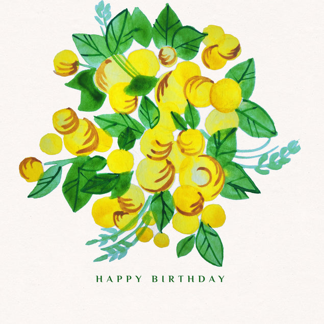 Beautiful Yellow Watercolor Flowers Happy Birthday Confetti-exploding Greetings Card