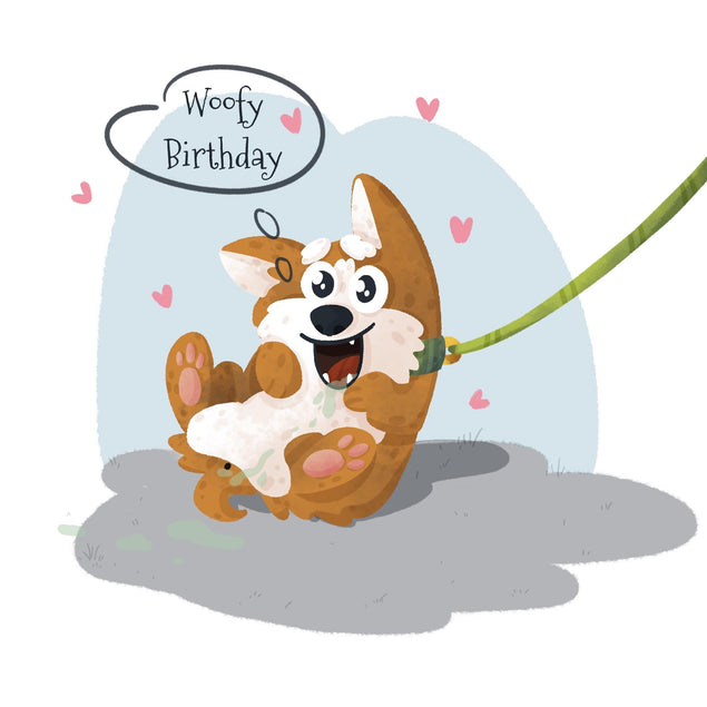 Dirty Corgi Dog Woofy Birthday Confetti-exploding Greetings Card