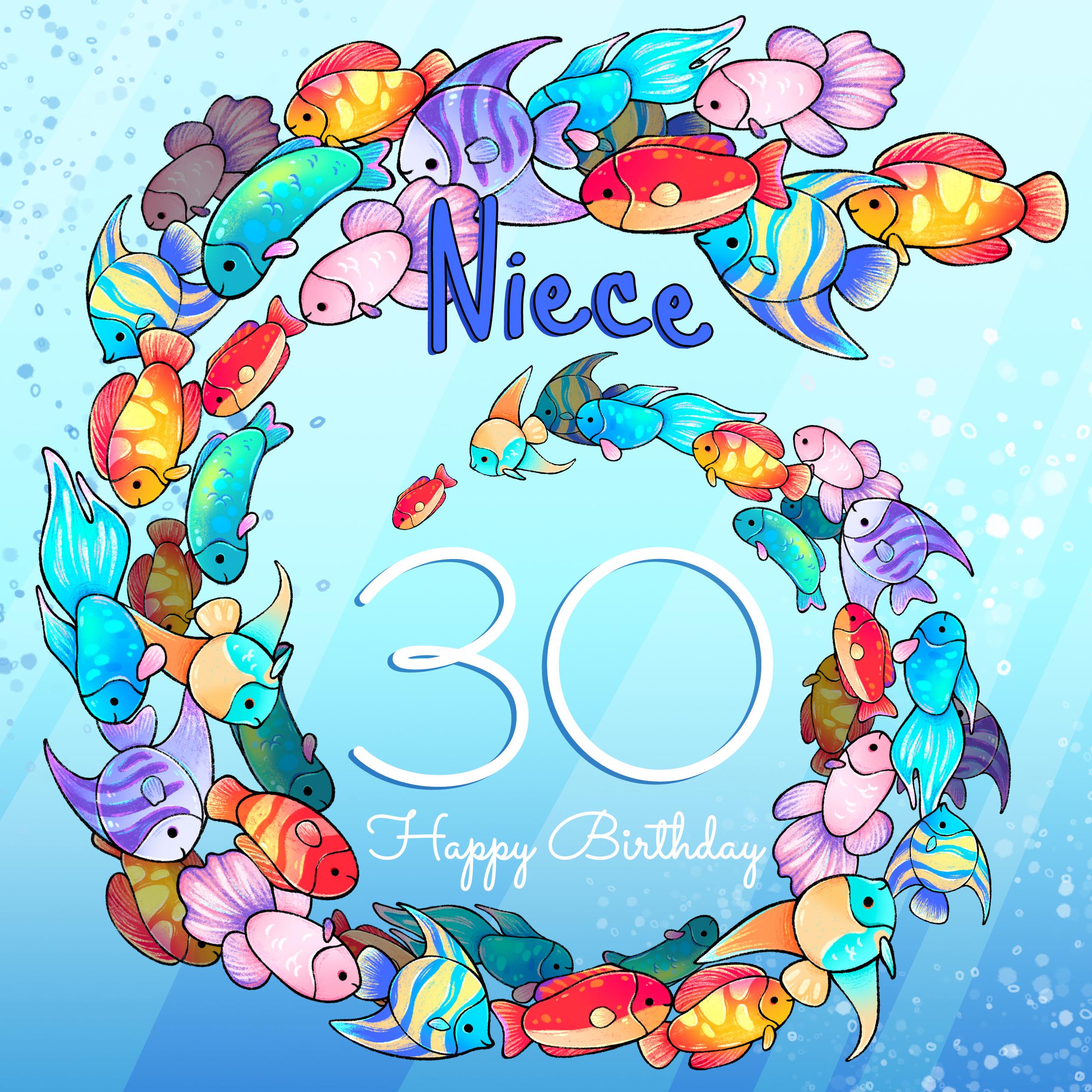 Whirlpool Fish Niece 30th Birthday Confetti-exploding Greetings Card ...