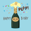 Happy Birthday Cute Champagne Bottle Confetti-exploding Greetings Card