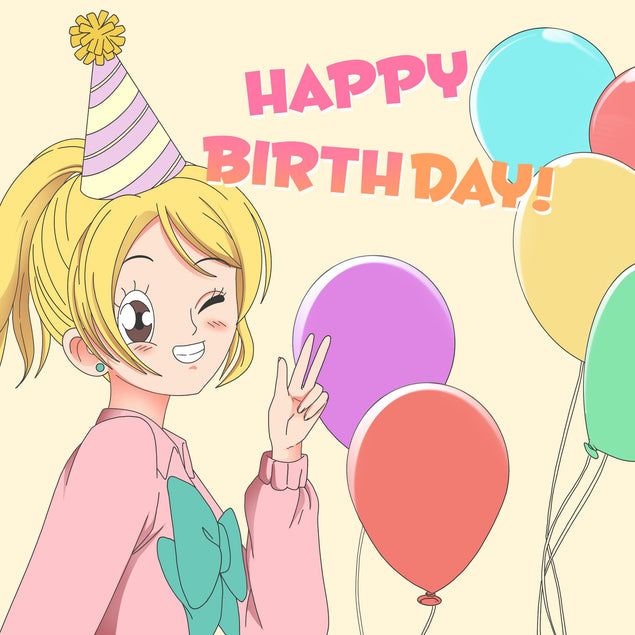 Balloons Anime Happy Birthday Confetti-exploding Greetings Card