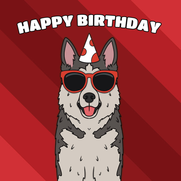 Cool Husky Dog Birthday Confetti-exploding Greetings Card