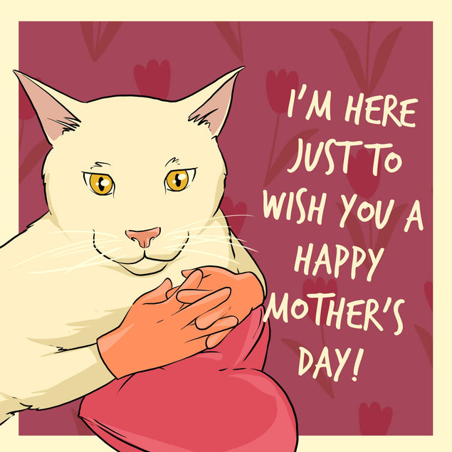 I'm Just Here To Wish You A Happy Mother's Day Cat With Human Hands Confetti-exploding Greetings Card
