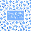 Blue Lovely Floral Print Happy Birthday Auntie Confetti-exploding Greetings Card