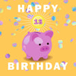 Happy 13th Birthday Piggybank Confetti-exploding Greetings Card