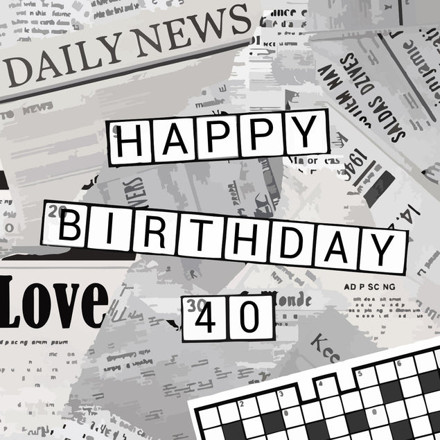 Happy 40th Birthday Crossword Confetti-exploding Greetings Card