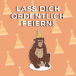 Monkey Happy Birthday In German Confetti-exploding Greetings Card
