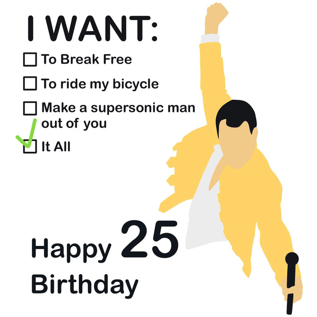 Happy 25th Birthday Freddie Mercury Confetti-exploding Greetings Card