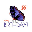 Blue Butterfly 55th Birthday Confetti-exploding Greetings Card
