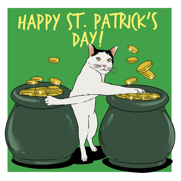 Cat And Pots Of Gold St. Patrick's Day Confetti-exploding Greetings Card
