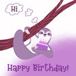 Happy Birthday Purple Sloth With A Cake Confetti-exploding Greetings Card