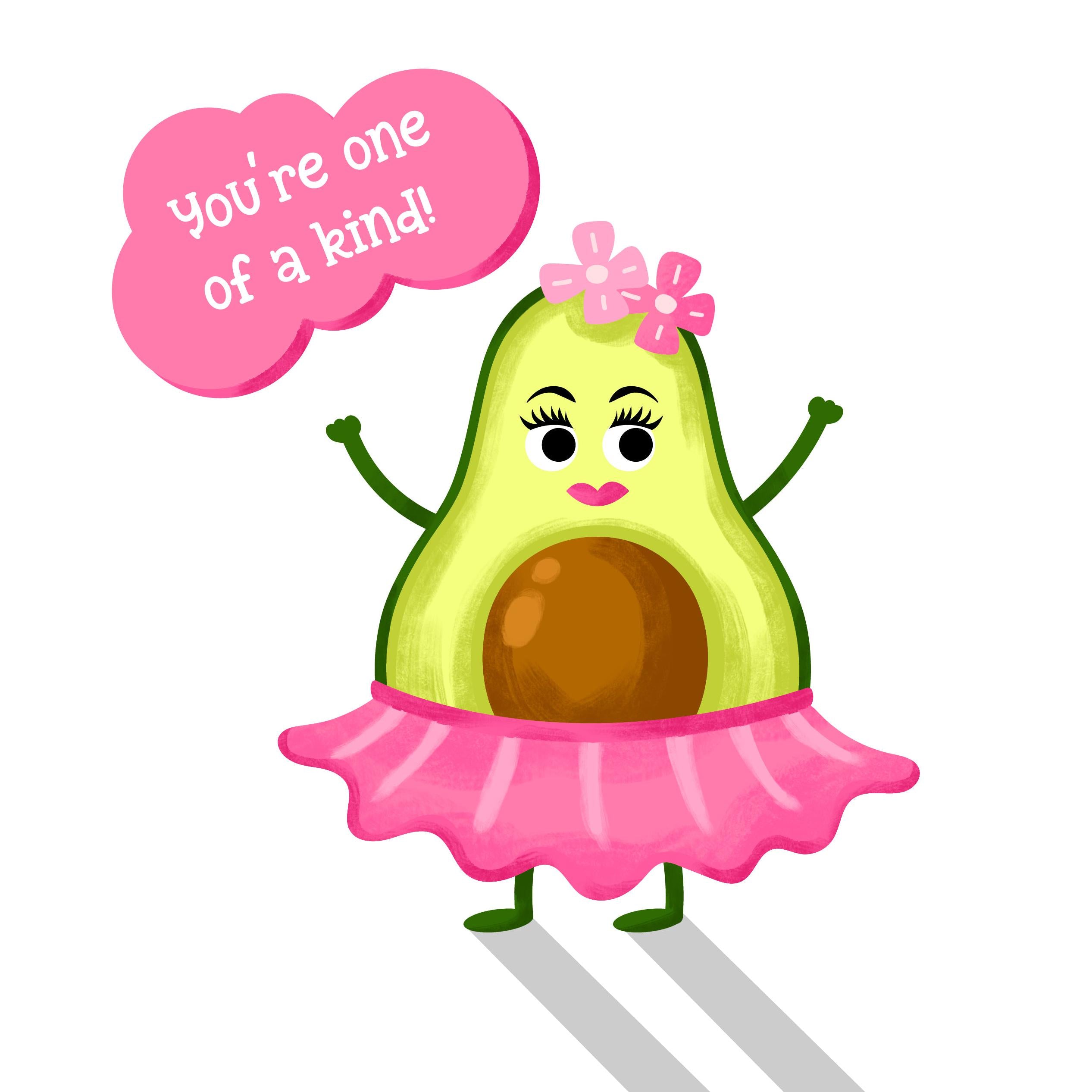 You're One Of A Kind Avocado Ballerina Confetti-exploding Greetings Ca ...