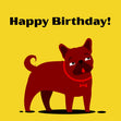 Bulldog On A Yellow Background Happy Birthday Confetti-exploding Greetings Card