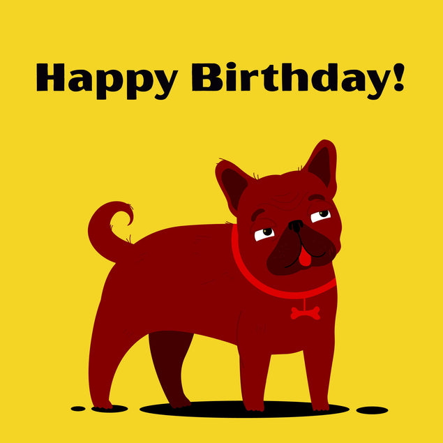 Bulldog On A Yellow Background Happy Birthday Confetti-exploding Greetings Card