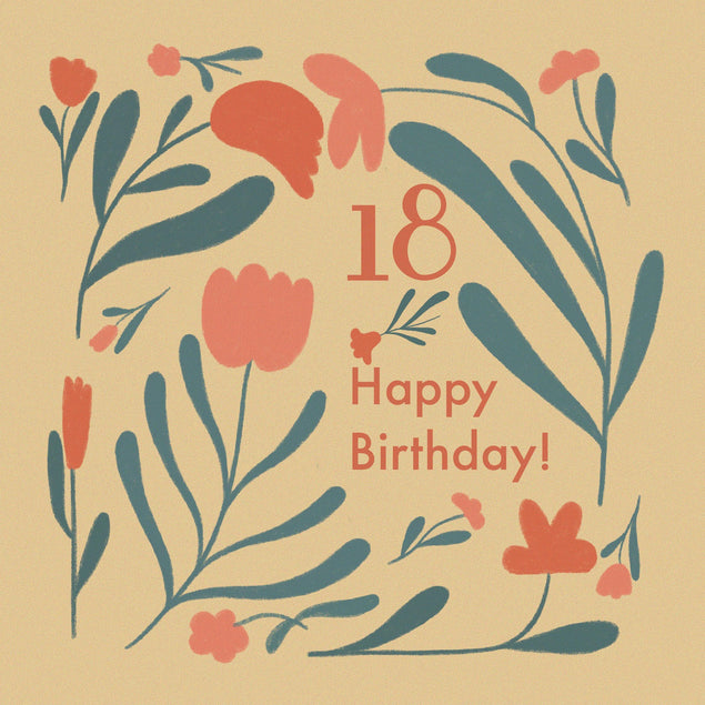 Beautiful Vintage Flowers Happy 18th Birthday Confetti-exploding Greetings Card