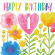 Watercolour Flowers Happy 1st Birthday Confetti-exploding Greetings Card