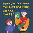 Merry Christmas Thank You For Being The Best Dad Ever Happy Dad And His Son Confetti-exploding Greetings Card