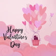 Happy Valentine's Day Huge Pink Heart-Shaped Balloons Confetti-exploding Greetings Card
