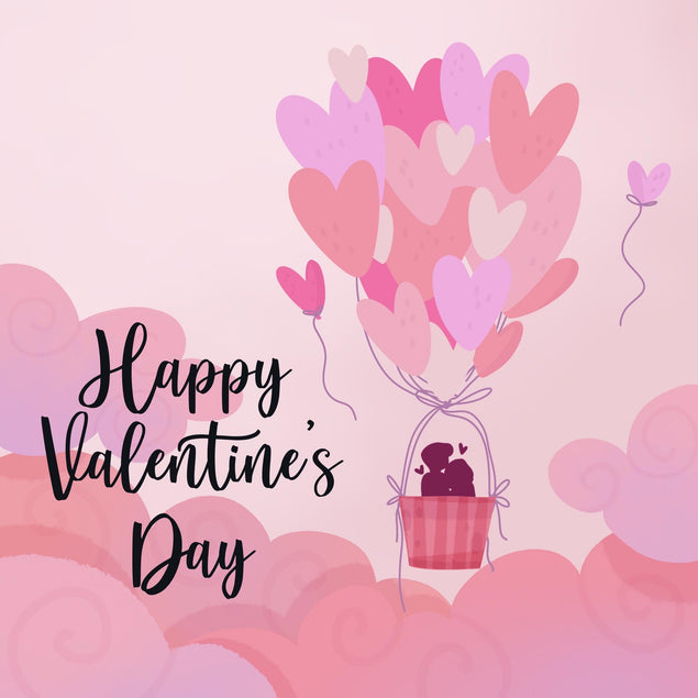 Happy Valentine's Day Huge Pink Heart-Shaped Balloons Confetti-exploding Greetings Card