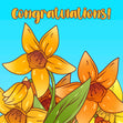 Yellow Cartoon Daffodil Congratulations Confetti-exploding Greetings Card
