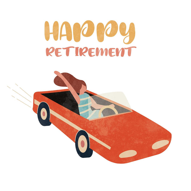 Happy Retirement Red Car Confetti-exploding Greetings Card