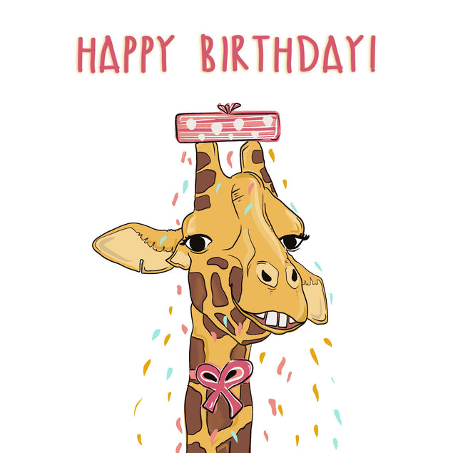 Happy Birthday Funny Giraffe Confetti-exploding Greetings Card