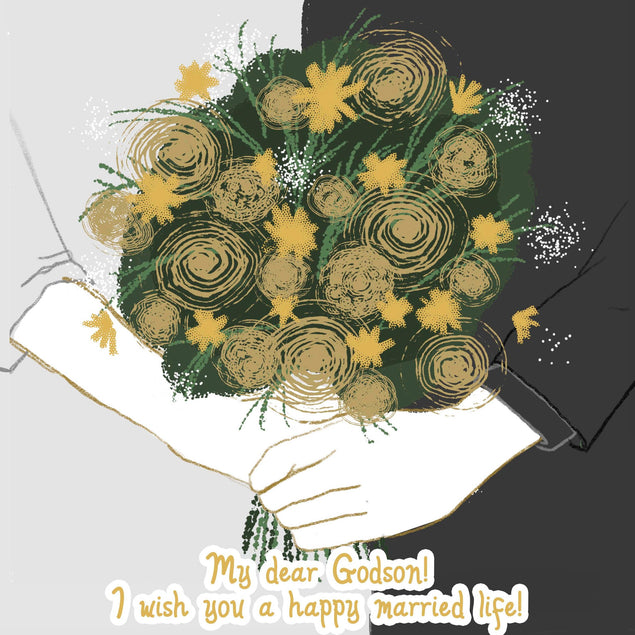 Happy Wedding Day Godson Flower Bouquet Confetti-exploding Greetings Card