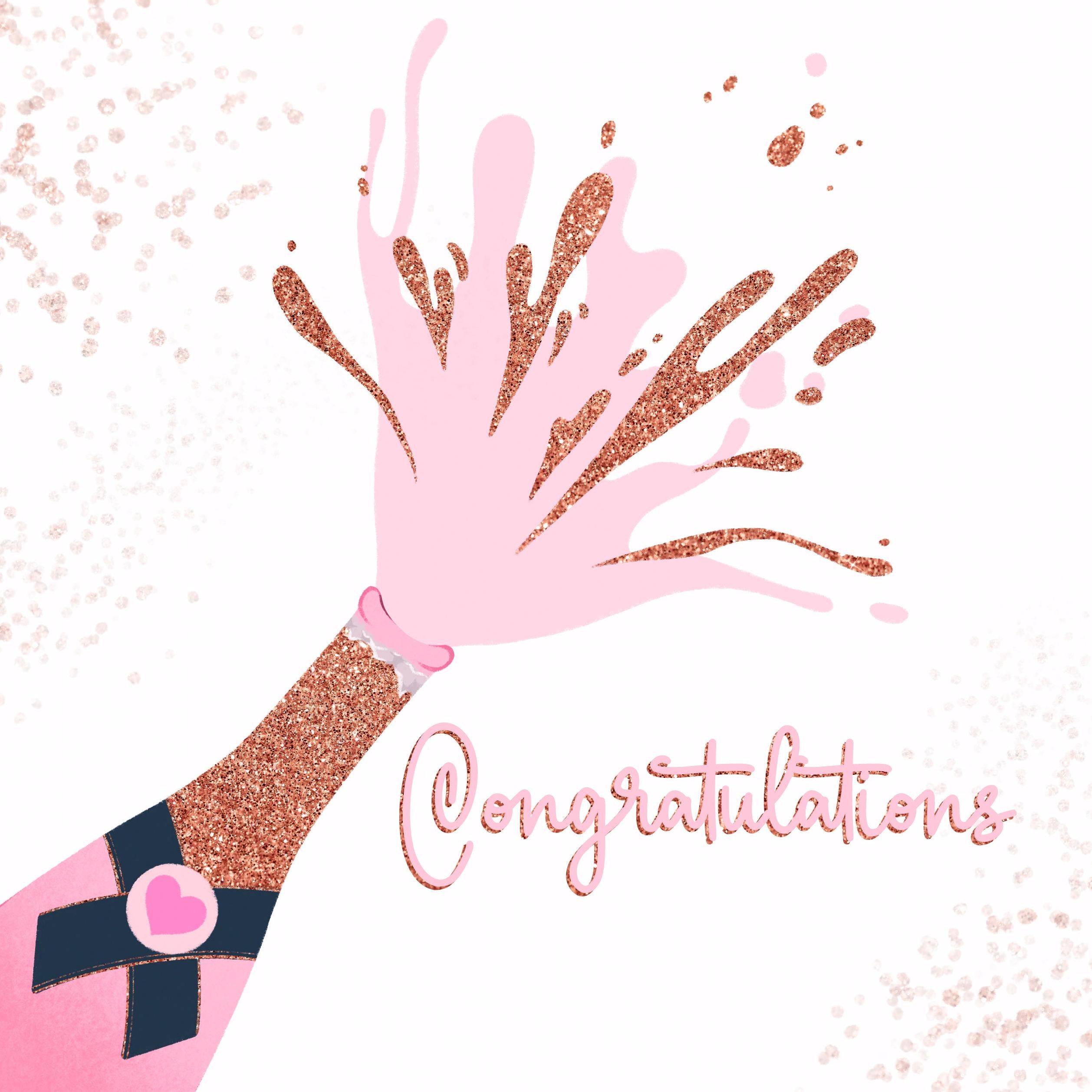 Congratulations Pink Champagne Confetti-exploding Greetings Card – Boomf