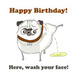 Cheeky Pug Happy Birthday Confetti-exploding Greetings Card