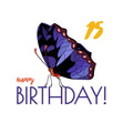 Blue Butterfly 15th Birthday Confetti-exploding Greetings Card