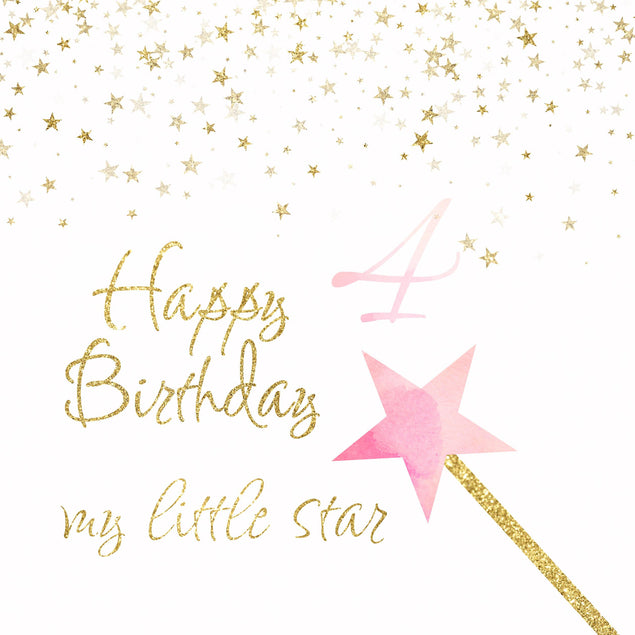 Magic Wand Happy 4th Birthday Star Confetti-exploding Greetings Card