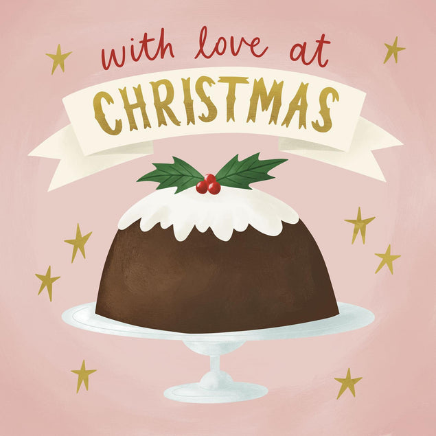 Christmas Pudding Pink Confetti-exploding Greetings Card