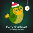 Merry Christmas And Happy New Year Cute Little Bird Confetti-exploding Greetings Card