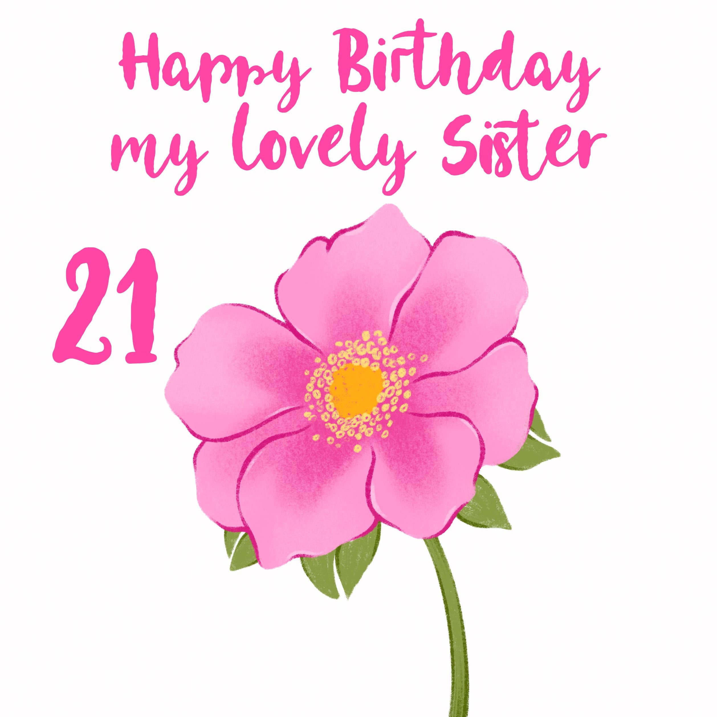 Handgemachte Geburtstagskarte 'Lovely Sister' Zum 21. – Weiß, Rosa Schrift, Mit Glitzer & Strass