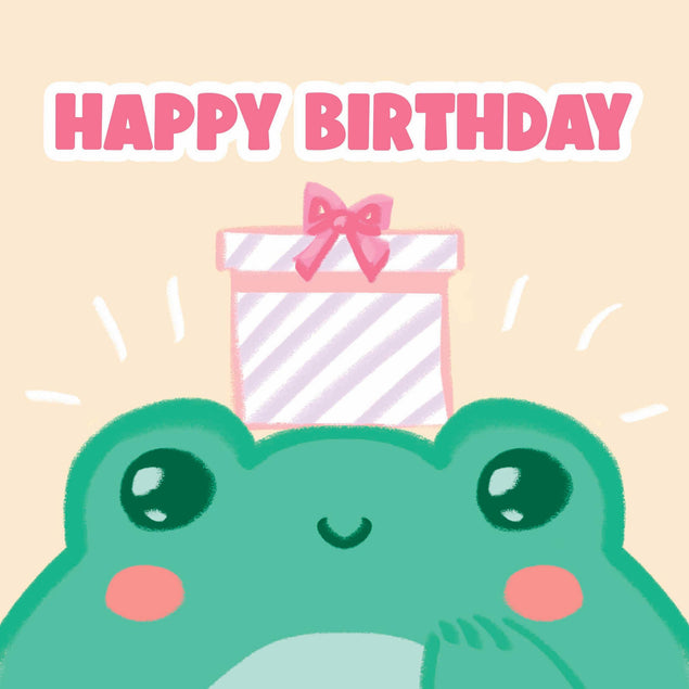 Cute Smiling Frog Happy Birthday Confetti-exploding Greetings Card
