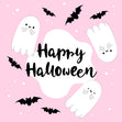 Cute Ghosts In Pink Happy Halloween Confetti-exploding Greetings Card