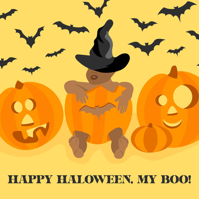 Happy Halloween My Boo Baby In A Pumpkin And Bats Confetti-exploding Greetings Card