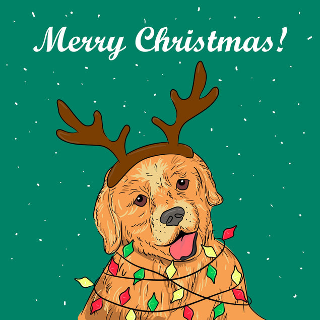 Golden Retriever Merry Christmas Confetti-exploding Greetings Card