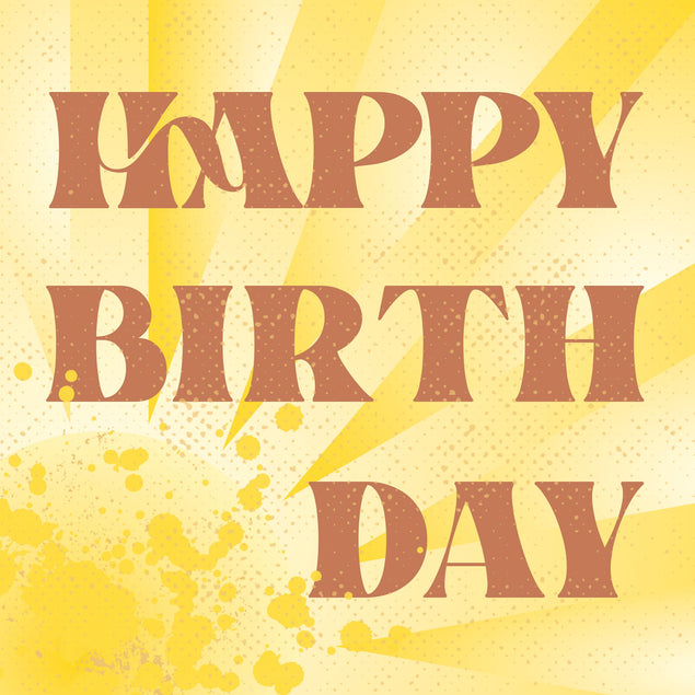 Happy Birthday Yellow Water Color Confetti-exploding Greetings Card