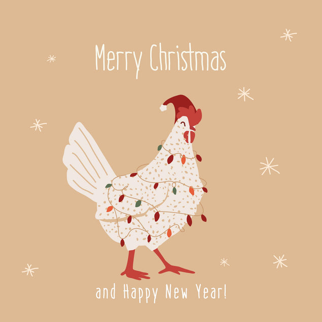 Cute Chiken Merry Christmas And Happy New Year Confetti-exploding Greetings Card
