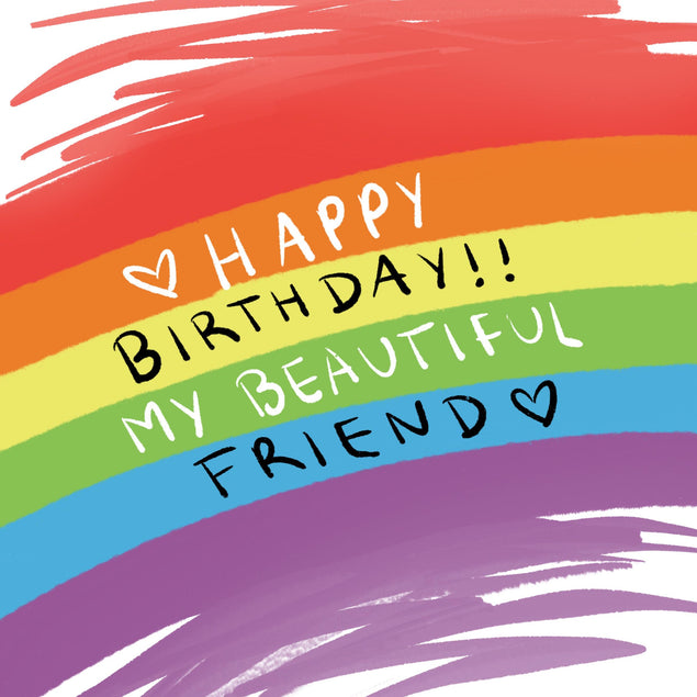 Happy Birthday My Beautiful Friend Pride Confetti-exploding Greetings Card