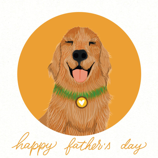 Happy Father's Day Smiling Golden Retriever Confetti-exploding Greetings Card