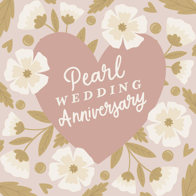 Delicate Flowers Pearl Wedding Anniversary Confetti-exploding Greetings Card