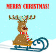 Reindeer Merry Christmas Confetti-exploding Greetings Card