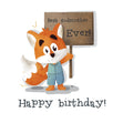 Cute Little Fox Happy Birthday Godmother Confetti-exploding Greetings Card
