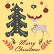 Merry Christmas Scandinavian Deer And Christmas Tree Confetti-exploding Greetings Card