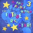 Rock Star Happy 3rd Birthday Nephew Confetti-exploding Greetings Card