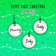 Green Themed Christmas Balls Merry 1st Christmas As Parents Confetti-exploding Greetings Card