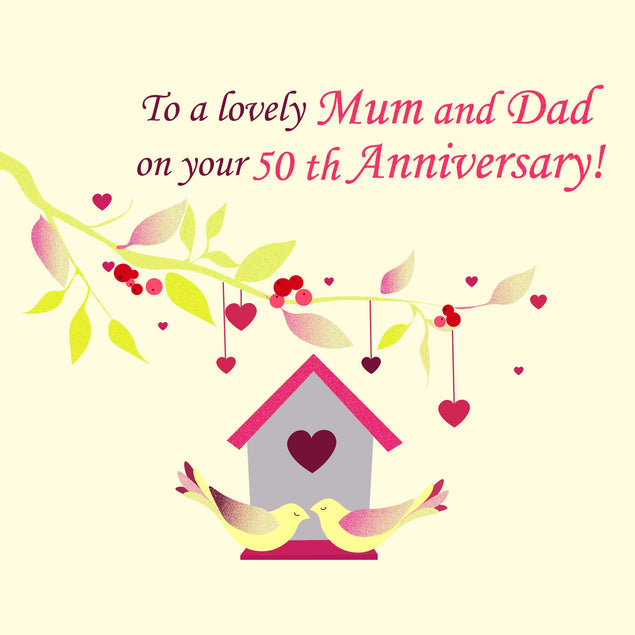 Mum And Dad Happy 50th Wedding Anniversary Confetti-exploding Greetings Card